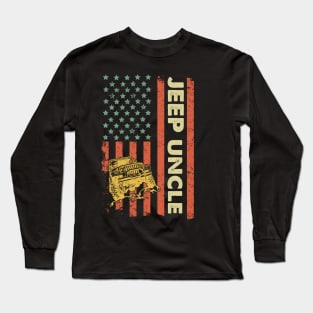 Jeep Uncle American Flag Jeep Father's Day Jeep Gift Jeep Papa America Jeep 4th of July Long Sleeve T-Shirt